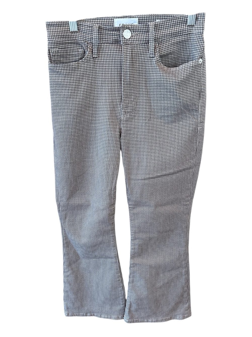 Frame Denim Black & White Houndstooth Bootcut Jeans
